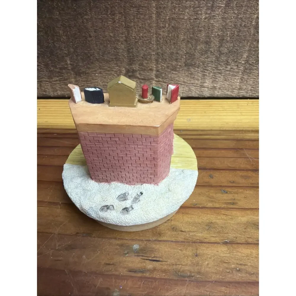 Vintage OUR AMERICA Candle Topper Christmas Eve Fireplace In Box
